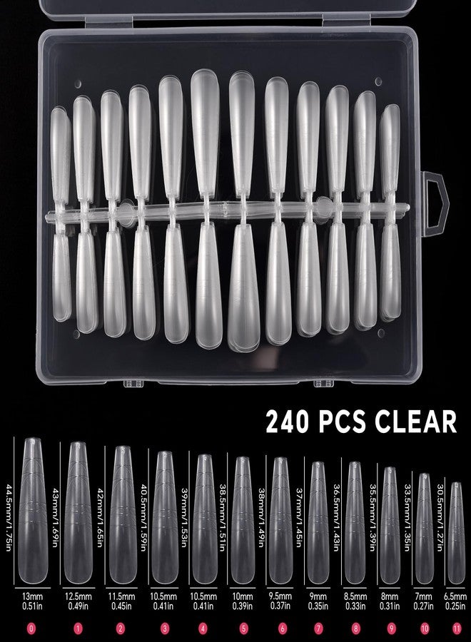 KADS 240Pcs Matte Full Cover Fake Nail Tips - 12 Sizes, Medium Long Trimmable False Nails Square Round Almond Coffin Shape, DIY Press on Nails for Manicure & Nail Art - Image 3